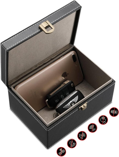 Faraday Box for Car Keys, Faraday Key Fob Protector Box Car Key Signal Blocking Box anti Theft Car Key Box RFID Signal Blocking Box Key Fob Protecter Leather Signal Blocker Box for Car Keys