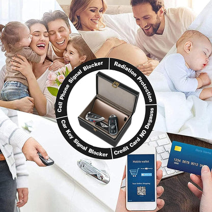 Faraday Box for Car Keys, Faraday Key Fob Protector Box Car Key Signal Blocking Box anti Theft Car Key Box RFID Signal Blocking Box Key Fob Protecter Leather Signal Blocker Box for Car Keys