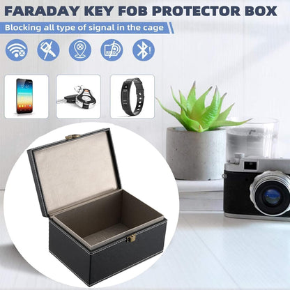 Faraday Box for Car Keys, Faraday Key Fob Protector Box Car Key Signal Blocking Box anti Theft Car Key Box RFID Signal Blocking Box Key Fob Protecter Leather Signal Blocker Box for Car Keys